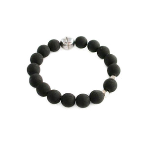 Bracelet homme argent et pierre de lave artisanal made in France