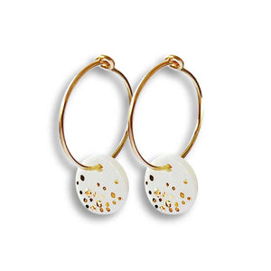 Boucles d'oreilles pour femme en porcelaine blanche pour cadeau 20 ans de mariage