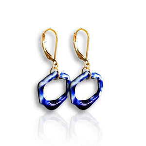 Boucles d'oreilles porcelaine bleue femme cadeau