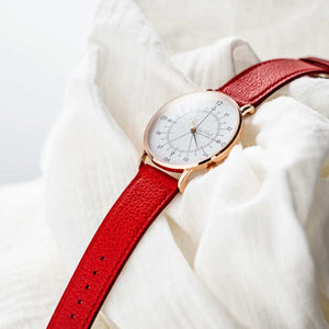 montre pour femme mono aiguille avec bracelet corail