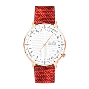 Montre femme simili lézard cuir à 1 aiguille