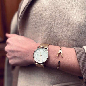 Bracelet or rose femme montre à aiguille 24h  | Pelote De Porcelaine