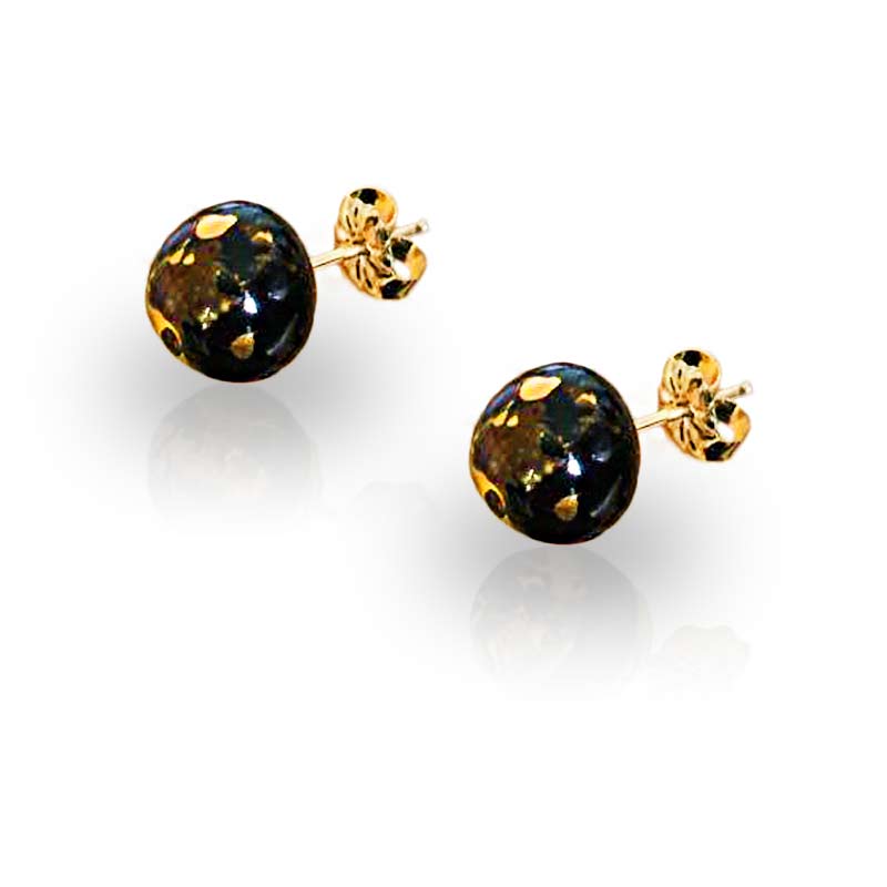 Boucles D'oreille Pendantes Chantal Thomas Noir - Résine Et Verre, Fermoir Clip - Occasion