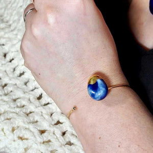 bracelet jonc ouvert en porcelaine de Limoges pour femme