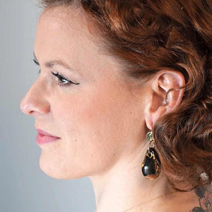 boucle d'oreille porcelaine noire pour cadeau femme 20 ans de mariage