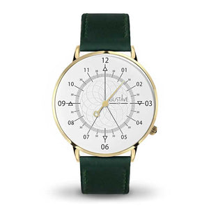 Montre bracelet 1 aiguille en cuir vert homme et femme | Pelote De Porcelaine