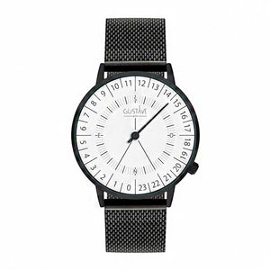 Montre aiguille 24H noire homme bracelet métal milanais