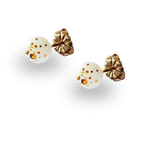 Boucles d'oreilles perles en porcelaine blanche de Limoges pour femme