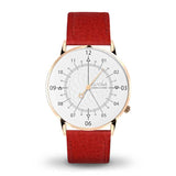 Montre aiguille femme avec bracelet cuir grainé corail