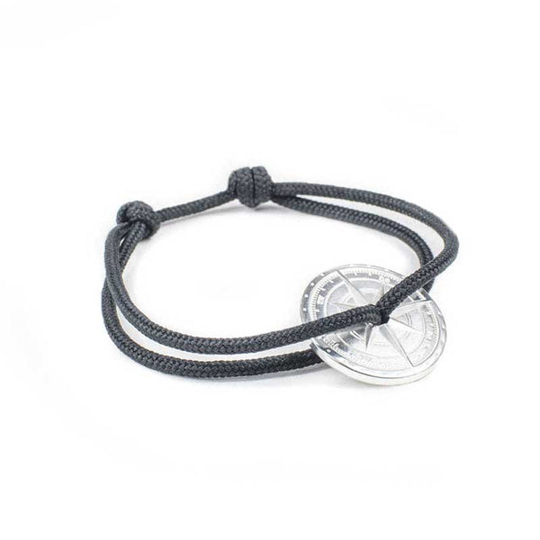 Bracelet cordon HELSINKI en argent - gris anthracite