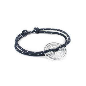 Bracelet cordon PARIS en argent - bleu et blanc