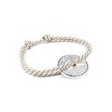 Bracelet cordon SYDNEY en argent - beige et blanc