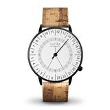 Montre 24h mono aiguille cuir vegan liège pour homme et femme