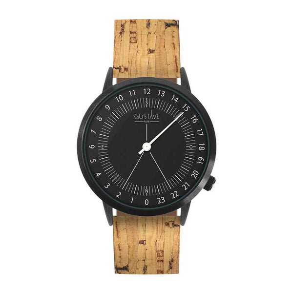 Montre 24h mono aiguille Cuir li ge Pelote De Porcelaine