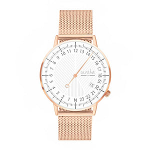 Montre ANDRE 24h blanche et or rose - milanais or rose